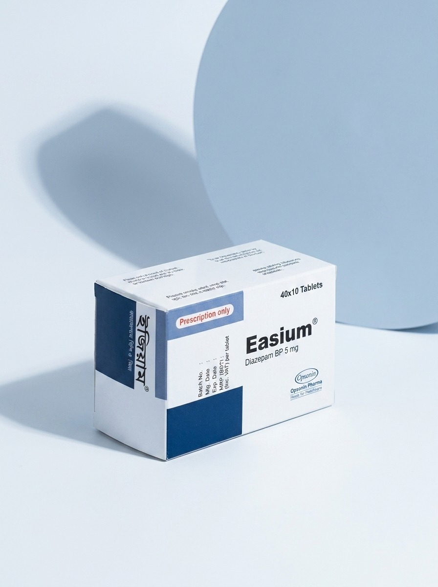 Easium 5 mg diazepam tablet box by Opsonin Pharma